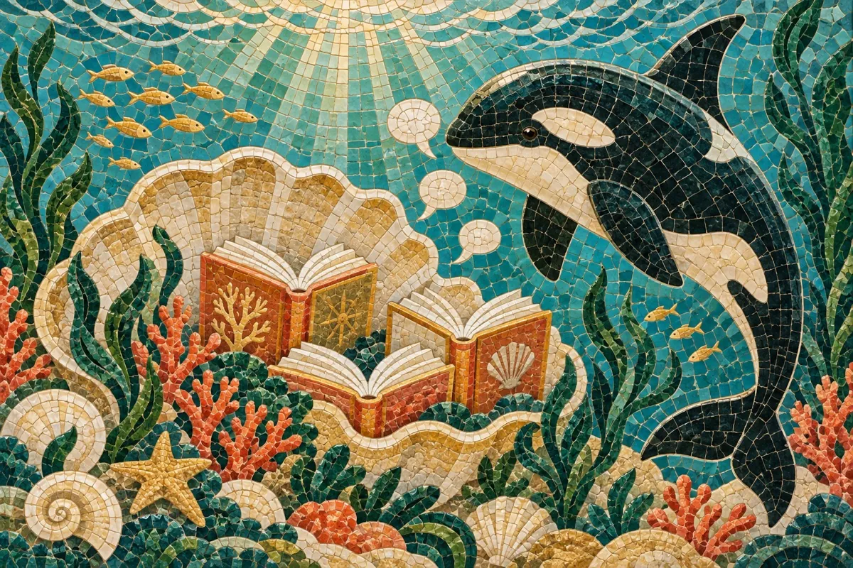 An ocean mosaic illustrating a shared home for help-center knowledge